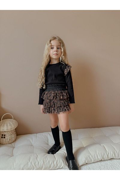 Bloom Skirted Leopa Girl's Suit