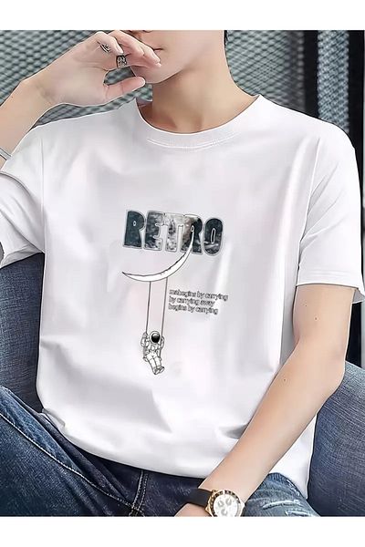 Frisson Unisex Astronaut Printed Crew Neck Oversize T-Shirt