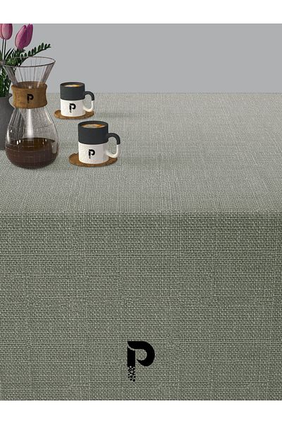 Perle Mint Color Linen Textured Tablecloth