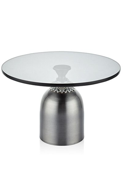 SETABIANCA Metal Ayaklı Cam Sunumluk Gümüş Eskitme 27*27*17,5 Cm