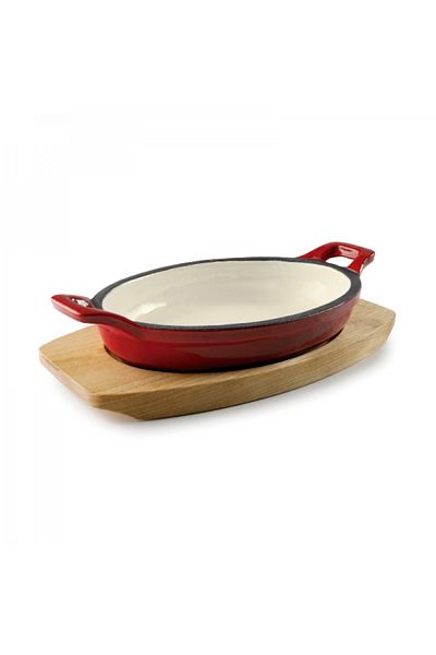 Lacor Oval red cast iron pot for specialties, Magma Red, 700 ml