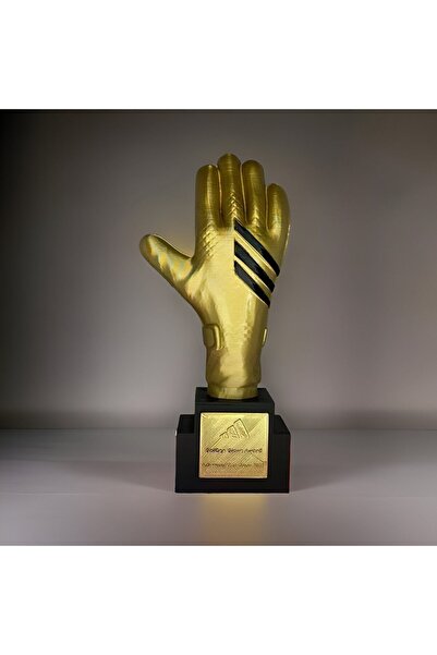 3DLAYERCRAFT Kişiye Özel Isim Fifa Altın Eldiven Kaleci Ödülü 25 Cm Futbol Severlere Hediyelik Dekor