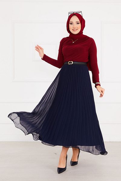 EBRUTESETTÜR Fusta Hijab plisată cu șase volane
