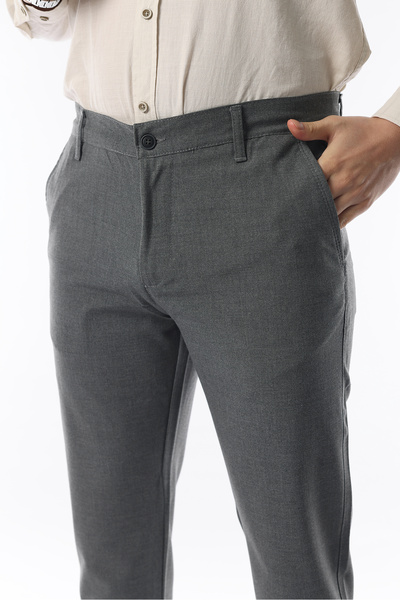 İDS COLLECTİON Ids Erkek Gri Renk Düz Kesim Kaliteli Esnek Likralı Bilek Boy Kumaş Pantolon