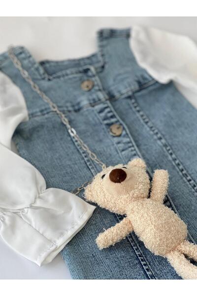 Bebeğimin Dolabında Girl's Denim Teddy Bear Dress