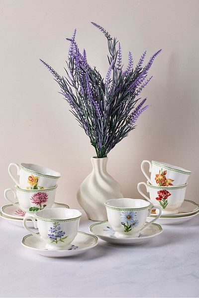 Perotti De Flore 6-Person 12-Piece Porcelain Coffee Set