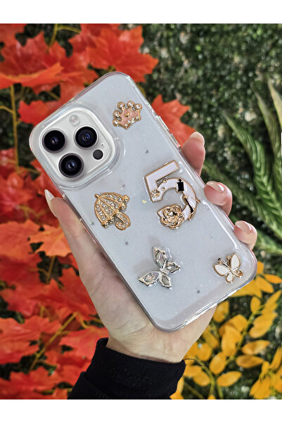 OSG iPhone 15 Pro Max Uyumlu 3d Karakterli Taşlı Ve Simli İşlemeli Çift Katma...