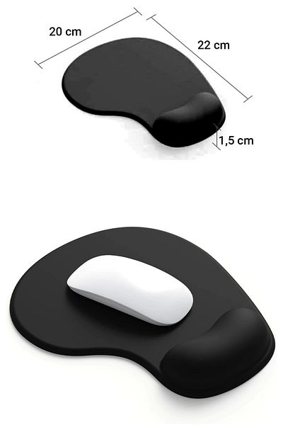 SonicTouch Black Drop Type Smooth Surface Seamless Gamer Player Mouse Pad with Wrist Support 20X22Cm