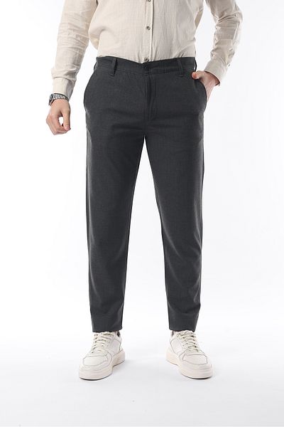 İDS COLLECTİON Pantaloni Ids pentru bărbați, de culoare antracit, cu croiala dreaptă, de calitate, flexibili, până la gleznă