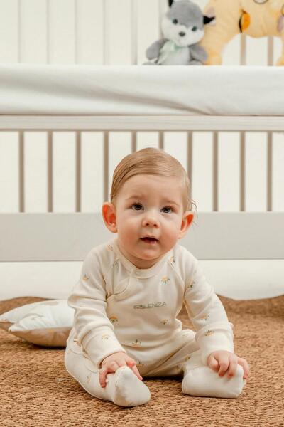 ESLENZA بذلة أطفال للجنسين بنمط اللوتس العضوي