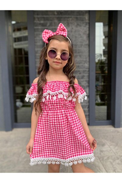 Bebeğimin Dolabında Girl's Laced Red Plaid Dress