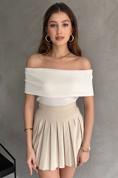 Rabi Shine Rabi̇ Shi̇ne Madonna Collar Sleeveless Camisole Bluz