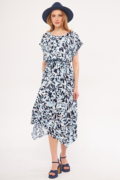 armonika Rochie pentru femei albastru baby, cu model de cravată cu talie elastică ARM-22Y001044