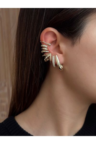 Gümüş sandık Multiple Look Right Ear Design Earrings