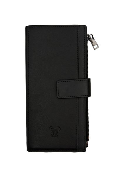 PiyasaSepeti Black Genuine Leather - Wallet with Phone Chamber and Card Holder as a Gift