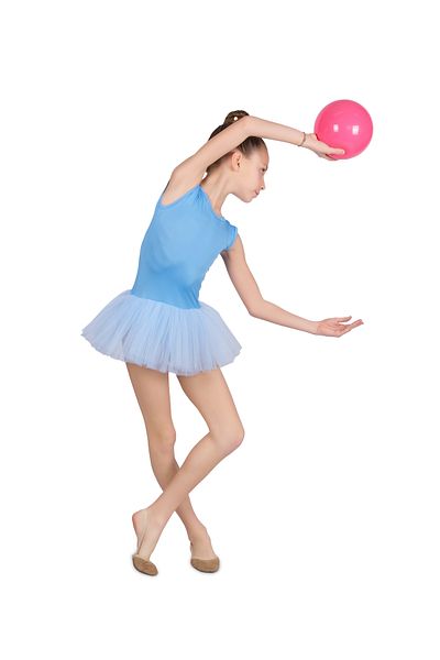 LULLY KİDS Baby Blue - Costum de baie pentru balet și gimnastică pentru fete, fără mâneci, model U, cu fustă tutu