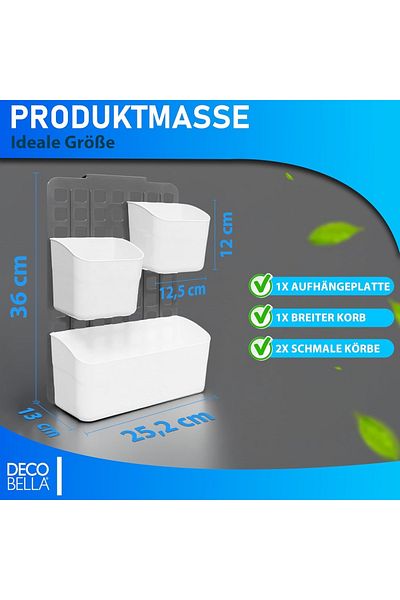 Decobella Küchenschranktür Organizer | 1 Großer 2 Kleine Körbe | 11x25x36 Cm