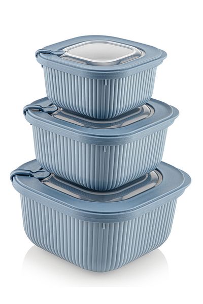 welcomein Set of 3 Beige Vip Lid Special Storage Set Suitable for Microwave and Freeze
