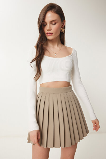 Lovelyİstanbul ΜΠΕΖ Πλισέ Μίνι Υφαντή Φούστα - LNS0022