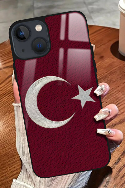 Snacase Apple iPhone 13 Uyumlu Türk Bayrağı Tasarımlı Glossy Premium Kılıf