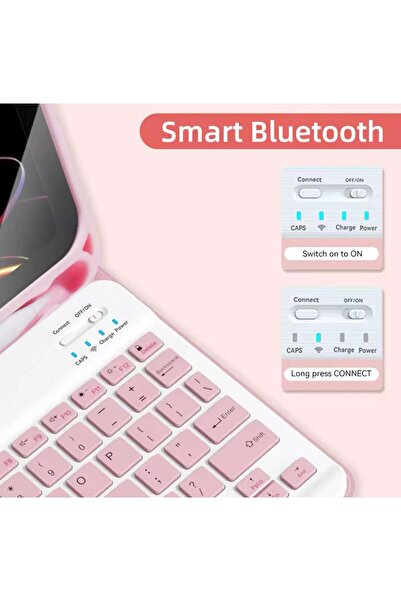 Sphone Ipad Pro 11 Inç 2024 M4 Kılıf Kılıf Bluetooth Klavye Keyborad Akıllı Stand Renkli Touch Pad Wireless