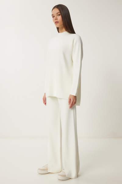 Lovelyİstanbul Knitwear Sweater and Pants Set - Stylish Ecru Lmu0001