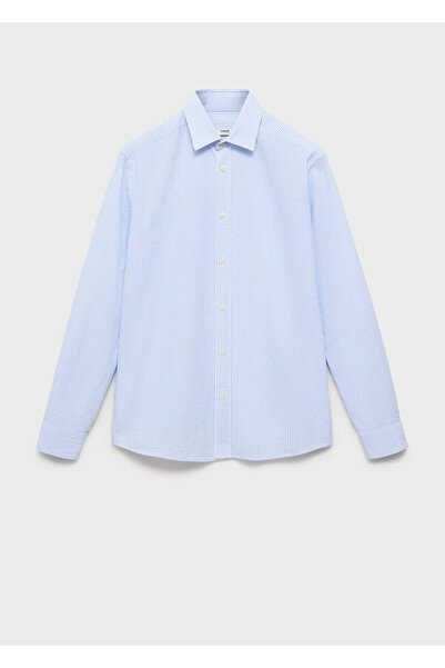 MANGO Man Regular kesim %100 pamuk çizgili gömlek