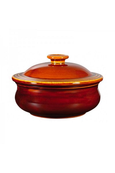 MORINI Set of 6 rustic premium ceramic pots with lids, Churchill Art De Cuisine, 14 cm