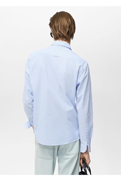 MANGO Man Regular kesim %100 pamuk çizgili gömlek