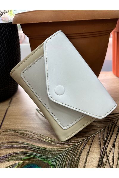 ESNEVA Portofel din piele moale pentru femei, cu fermoar cu apăsare, elegant, combinație de culori vibrante, accesoriu pentru suport pentru carduri