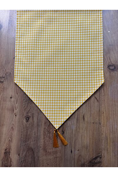 HALFART عداء الكتان بطة منقوشة بنقشة المخلب الأصفر |   40x140 سم |   مفرش طاو...