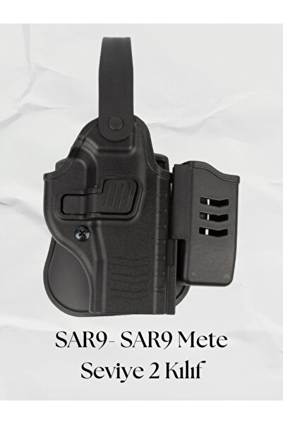 Polis Sepeti To Gun Holster Sarsılmaz SAR9- SAR9 Mete Tabanca Kılıfı Seviye 2 Önü Şarjörlüklü Siyah SAĞ EL