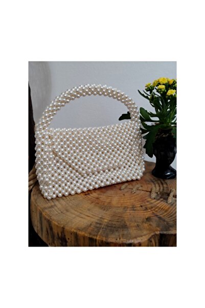 GÜLSEMALİ Біла перлина бісерна сумка