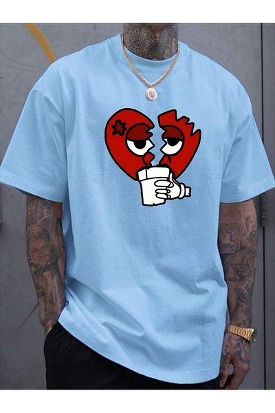 uyguntarz Μπλουζάκι Unisex Broken Heart με στάμπα Oversize