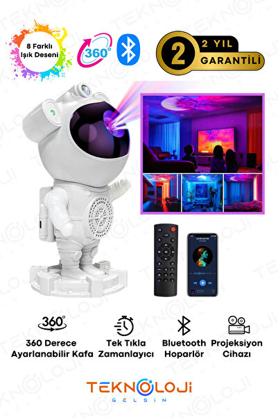 Teknoloji Gelsin Gece Lambası Yıldız Projektör Astronot Işıklı Galaksi Samanyolu Projeksiyon Kumandalı