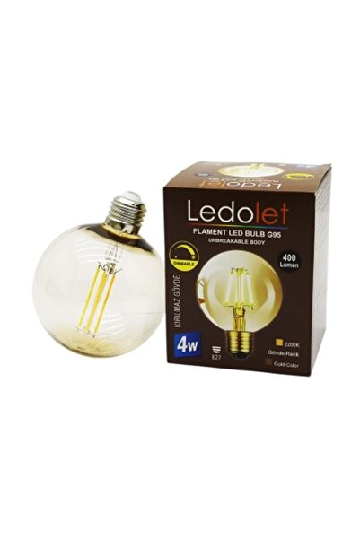 blackleg Flament Led G95 E27 Kırılmaz Gövde 2200 K 400 Lümen Dim Edilebilir 1...