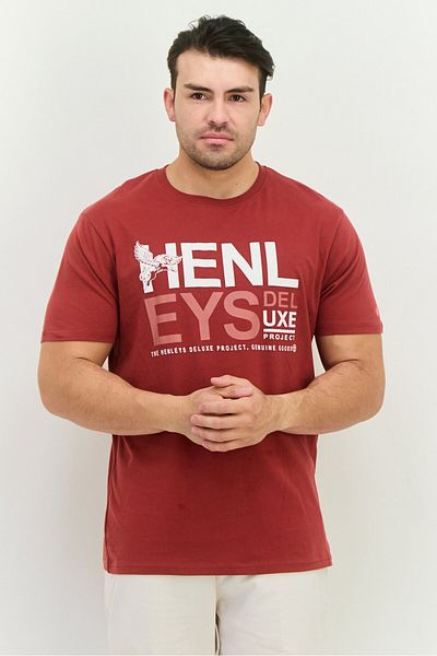 Henleys Men Crew Neck Short Sleeve Graphic Print T Shirt, Red