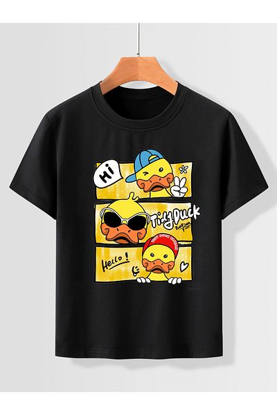 Let's Wear Детска тениска Tidy Duck Compact с пениран памук и кръгло деколте