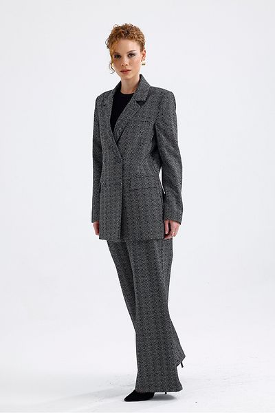 Sense Zickzack Print Lined Suit - Jacket and Trousers Ckt36036