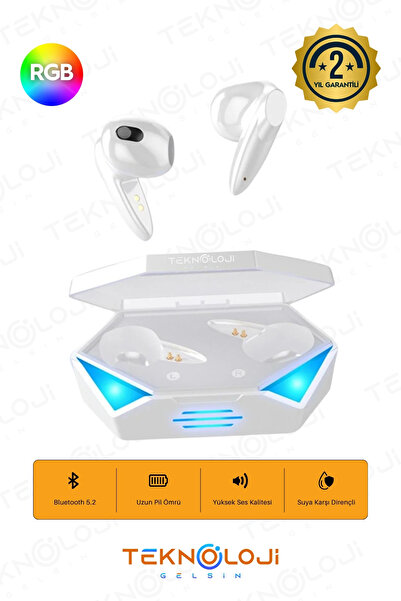 Teknoloji Gelsin Oyuncu Kulaklığı Kablosuz Kulakiçi Rgb Işıklı Çift Mikrofonl...