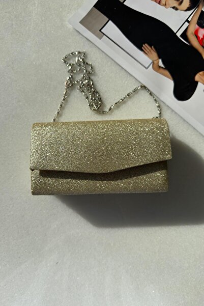 Glysso Pochetă clutch bej argintiu