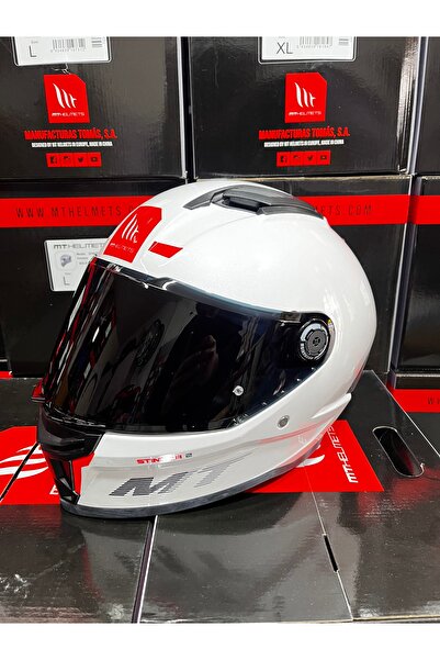MT Helmets stinger 2 solid parlak beyaz (şeffaf vizörlü)
