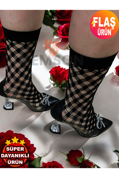 KEMSON Design din pânză de păianjen Dimensiune standard, până la genunchi, ciorapi cu pantaloni din plasă