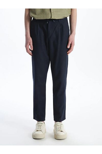 LC Waikiki Ανδρικό παντελόνι LCW Vision Navy Blue Slim Fit λινό μείγμα
