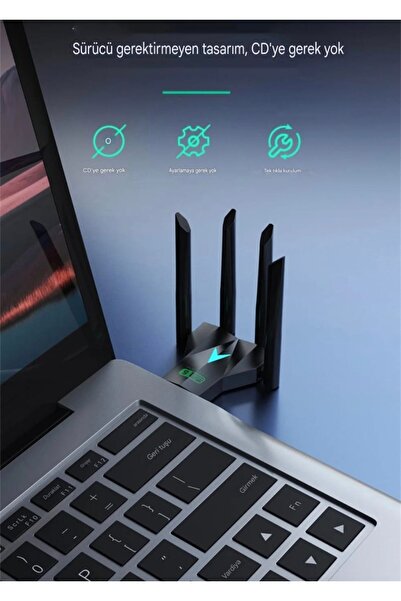 Kebidumei Wifi-5 Adaptörü Yüksek Çekim Ce Sertifikalı Çift Bant 1200 Mbps/5ghz/2.4ghz