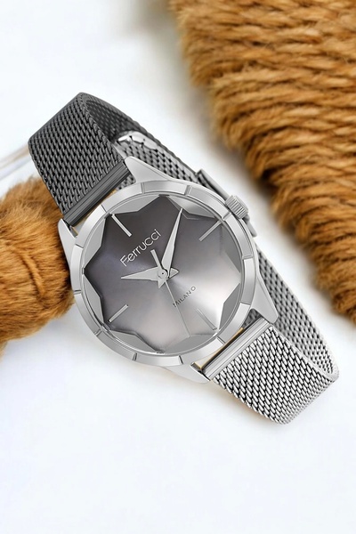 Ferrucci Çelik Hasır Kordon Çelik Kasa Kadın Kol Saati, 3 ATM Su Geçirmez Güm...