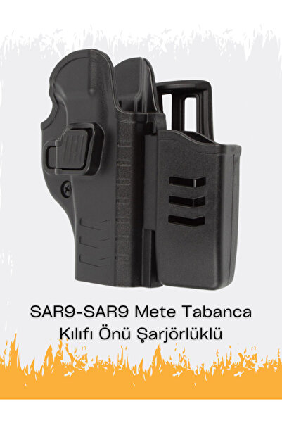 Polis Sepeti To Gun Holster Sarsılmaz SAR9-SAR9 Mete Tabanca Kılıfı Önü Şarjörlüklü Siyah SAĞ EL