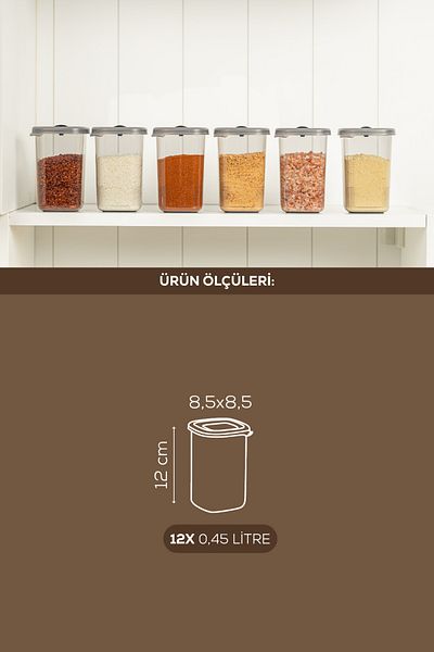 Vienev Airtight 0.45 Lt Spice Storage Set with 12 Swivel Head Lids Label