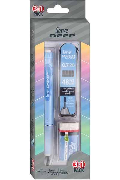 STOREMAX Jvnnastore Deep Versatile Pencil & Deep Eraser & Deep Pencil Tip Min 0.7mm Set of 3 Gok Blue 646268