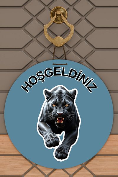 Rugmood Ornament Modern pentru Ușă Fundal Albastru Tigru Negru Ornament pentru Ușă de Exterior